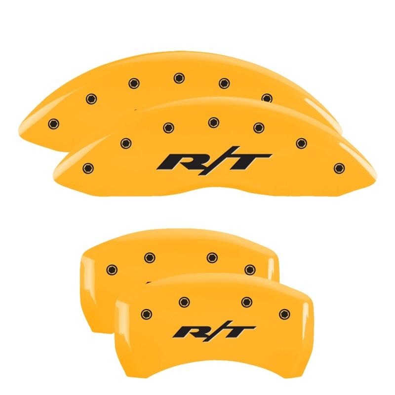 MGP 4 Caliper Covers Engraved Front & Rear RT1-Truck Yellow Finish Black Char 2007 Dodge Charger 12005SRT1YL Main Image