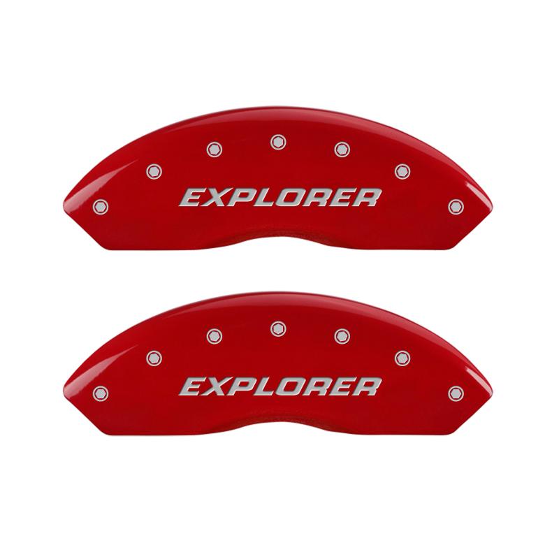 MGP 4 Caliper Covers Engraved Front & Rear Explorer/2011 Red Finish Silver Char 2009 Ford Explorer 10041SEXPRD Main Image