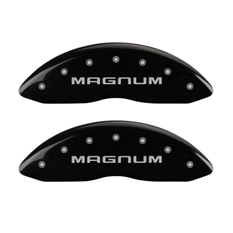 MGP 4 Caliper Covers Engraved Front & Rear Magnum Black finish silver ch 12005SMGMBK Main Image