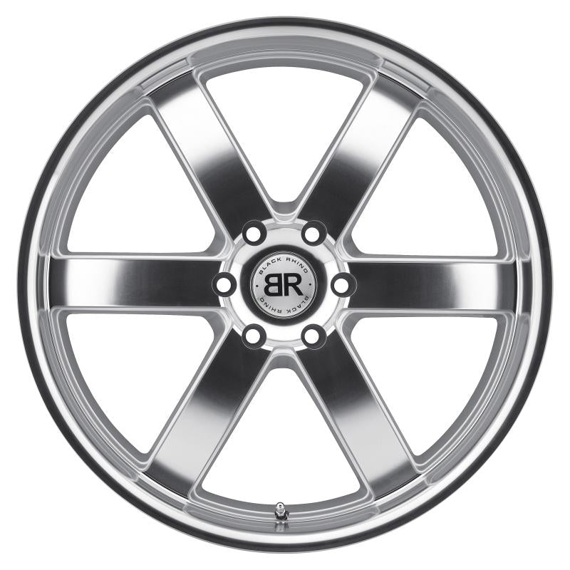 Black Rhino Pondora 24x10.0 6x139.7 ET25 CB 112.1 Silver w/Mirror Machine Cut Face & Lip Wheel 2410PND256140S12 Main Image