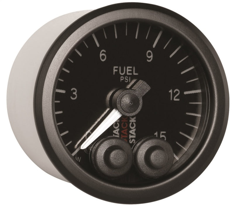 Autometer Stack 52mm 0-15 PSI 1/8in NPTF Male Pro-Control Fuel Pressure Gauge - Black ST3504