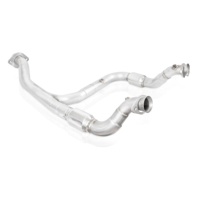 Stainless Works 2015-16 F150 2.7L Downpipe 3in High-Flow Cats Y-Pipe Factory Connection FT15ECODPCAT Main Image