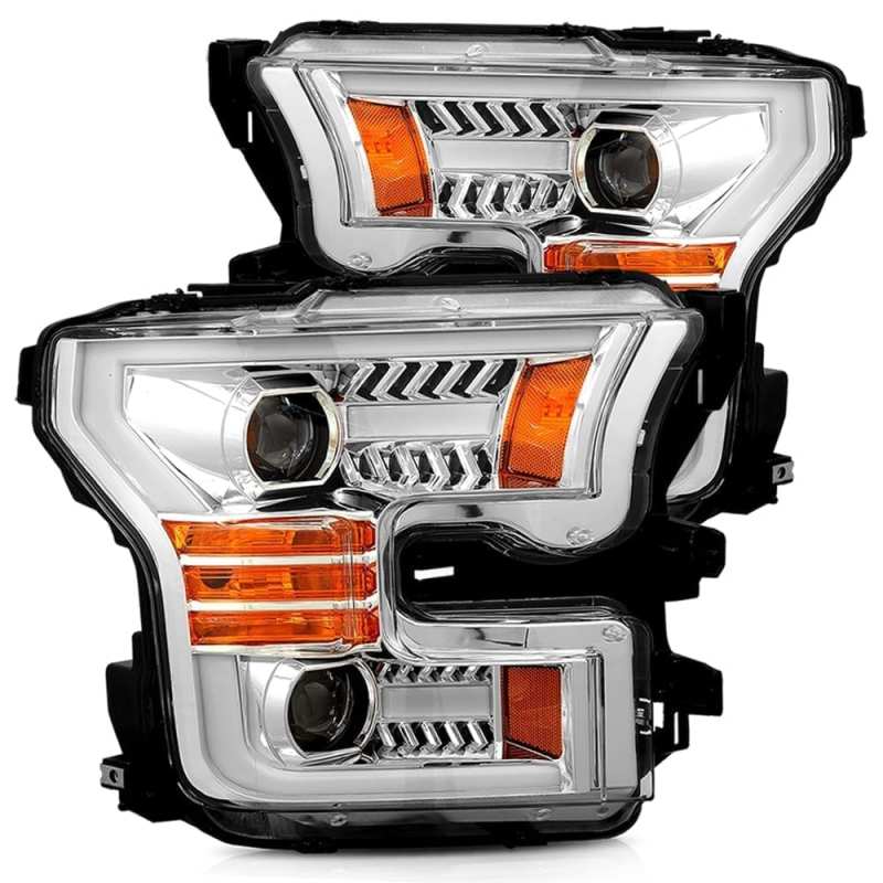 AlphaRex 15-17 Ford F-150 PRO-Series Projector Headlights Plank Style Chrm w/Activ Light/Seq Signal 880157 Main Image