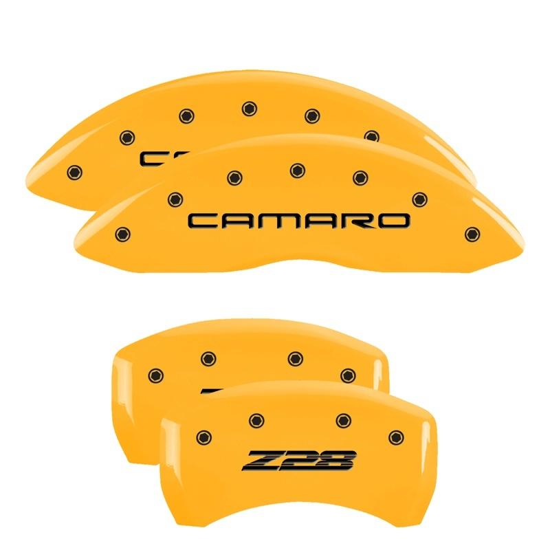 MGP 4 Caliper Covers Engraved Front Camaro Rear Z28 Yellow Finish Black Char 2000 Chevy Camaro 14027SZ84YL Main Image