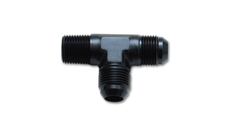 Vibrant Male Flare Tee with Pipe On Run Adapter Fitting; Size: -6AN x 1/4" NPT