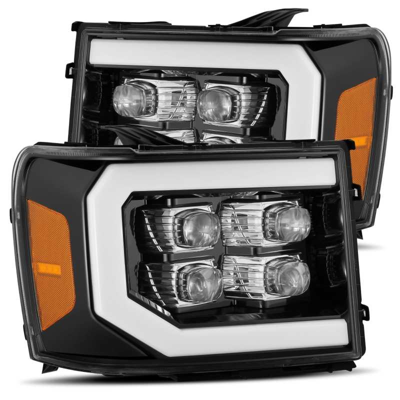 AlphaRex 07-13 GMC 1500HD NOVA LED Proj Headlights Plank Style Chrome w/Activ Light/Seq Signal/DRL 880608 Main Image