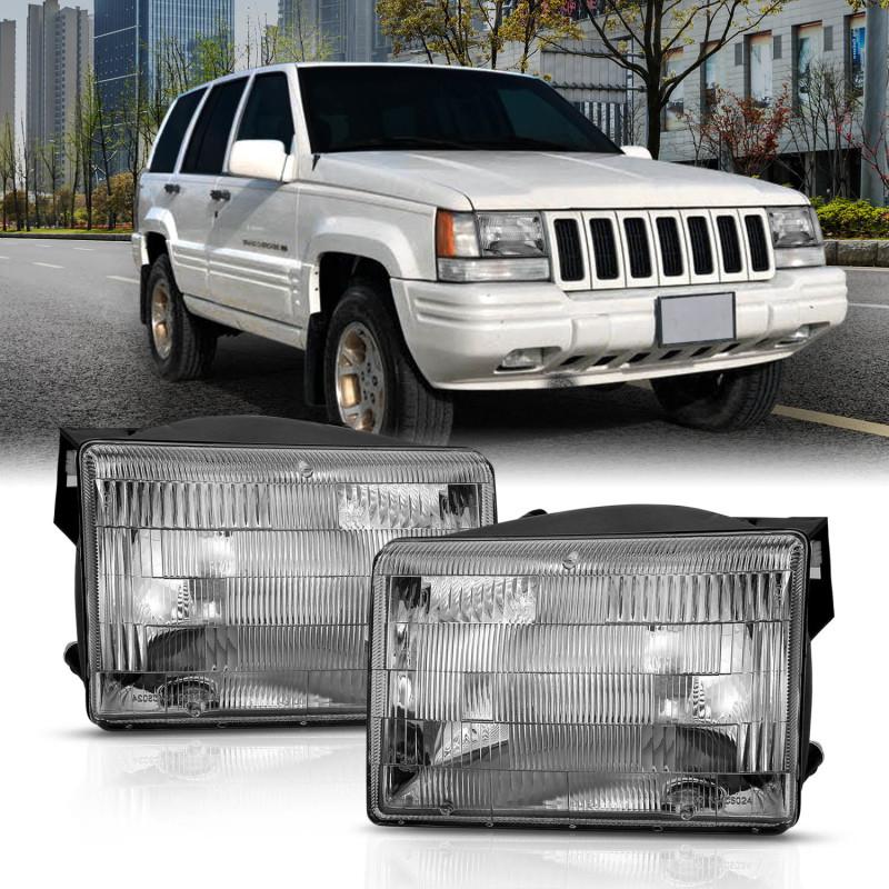 ANZO 1993-1998 Jeep Grand Cherokee Crystal Headlight Chrome (OE) 111471 Main Image