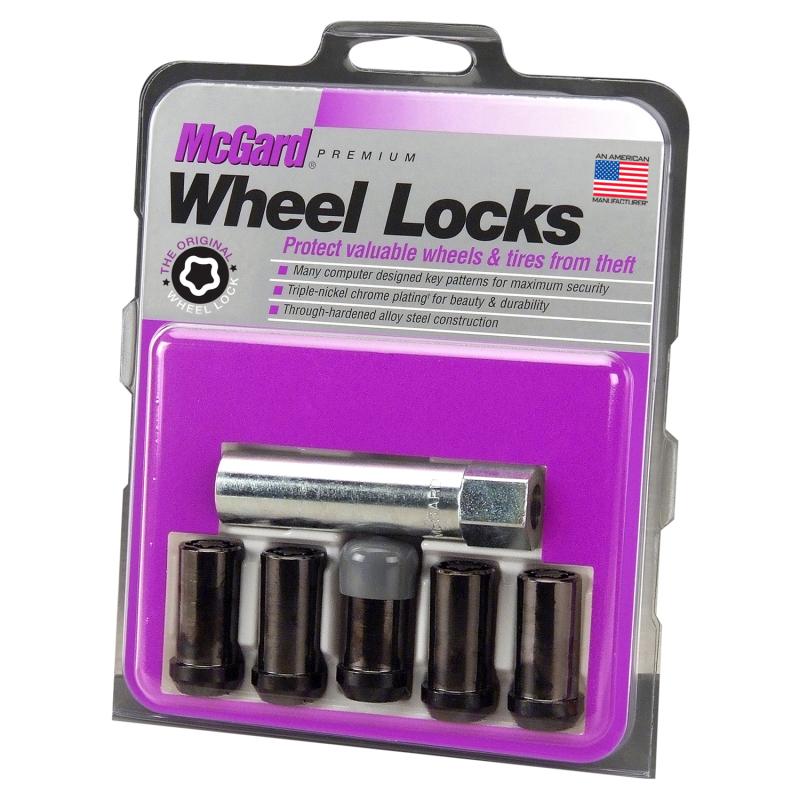 McGard Wheel Lock Nut Set - 5pk. (Tuner / Cone Seat) 1/2-20 / 13/16 Hex / 1.60in. Length - Black 25540BK Main Image
