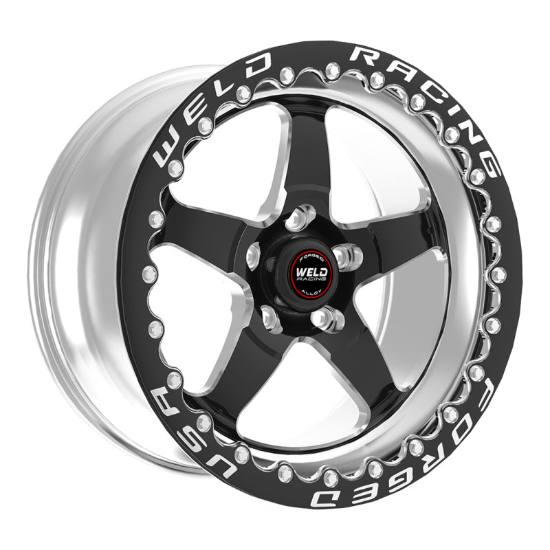 Weld S71 17x10.5 / 5x4.5 BP / 5.7in. BS Black Wheel (High Pad) - Polished Single Beadlock MT 71HB7105A52G