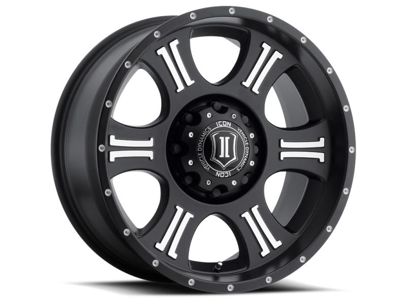 ICON Shield 20x9 8x6.5 19mm Offset 5.75in BS 125.2mm Bore Satin Black/Machined Wheel 1020908057MB Main Image