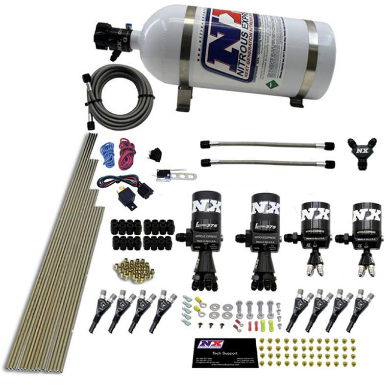 Nitrous Express 8 Cyl Shark Direct Port 4 Solenoids Nitrous Kit (200-600HP) w/10lb Bottle 90506-10 Main Image