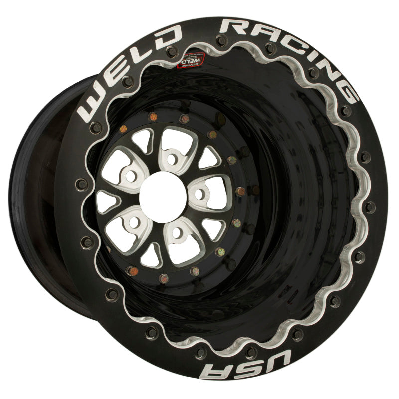 Weld V-Series 16x16 / 5x4.75 BP / 4in. BS Black Wheel - Black Double Beadlock 84B-616B278UB