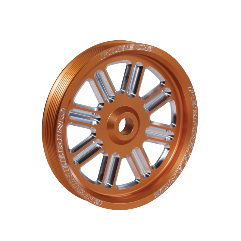 Fleece Performance Dodge Cummins Dual Pump Spoke Pulley (For Use w/ FPE Dual Pump Bracket) Orange FPE-34211-ORG-SPK