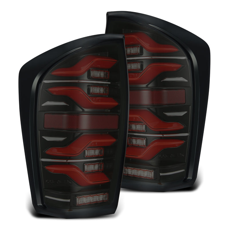 AlphaRex 16-21 Toyota Tacoma LUXX LED Taillights Blk/Red w/Activ Light/Seq Signal 680000