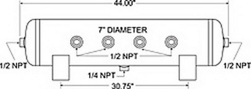 Firestone Air Tank 20 Gallon 12in. x 44in. (6) 1/2in. NPT Ports 150 PSI Max - Black (WR17609277) 9277 Main Image