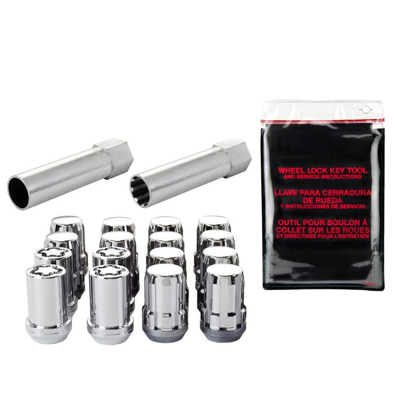 McGard SplineDrive Tuner 4 Lug Install Kit w/Locks & Tool (Cone) M12X1.25 / 13/16 Hex - Chrome 65454 Main Image