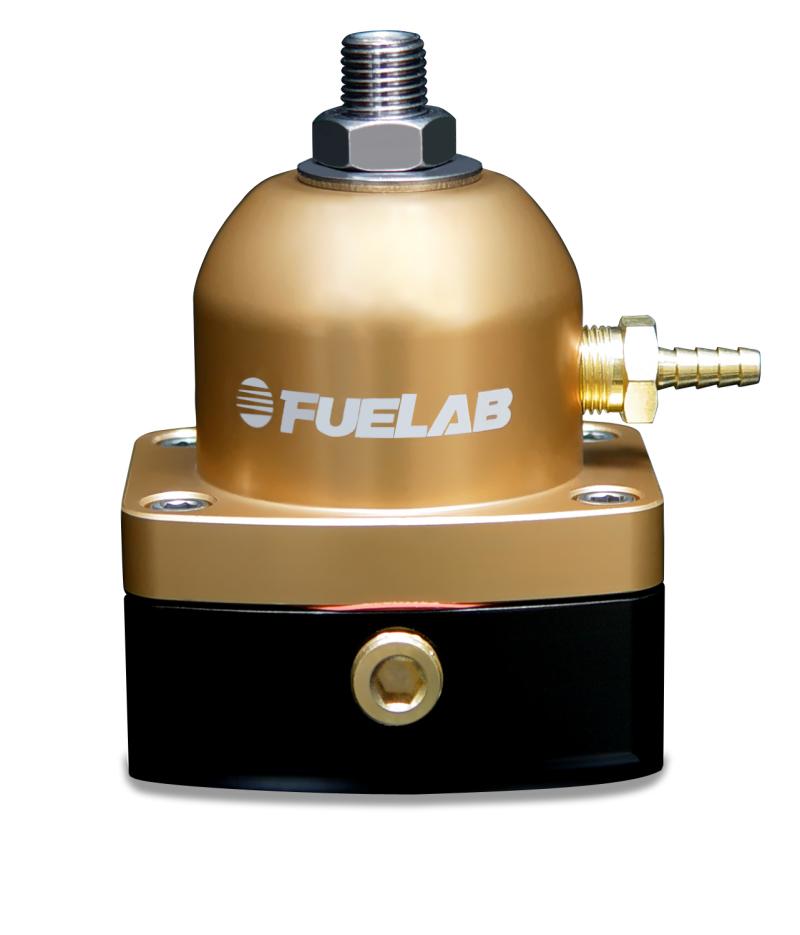 Fuelab 545 EFI Adjustable Mini FPR In-Line 25-90 PSI (1) -6AN In (1) -6AN Return - Gold 54501-5 Main Image