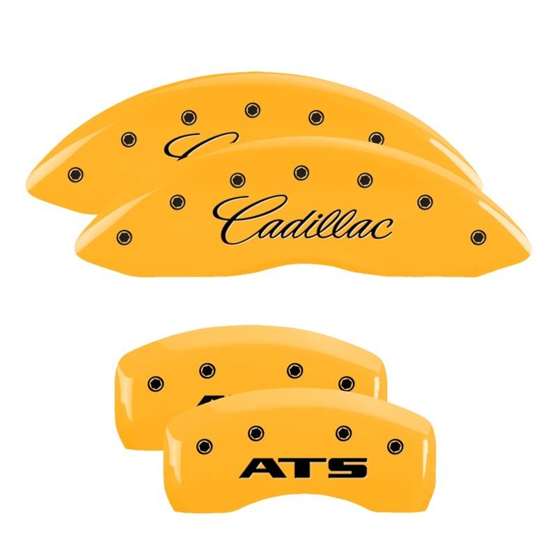 MGP 4 Caliper Covers Engraved Front Cadillac Engraved Rear ATS Yellow finish black ch 35007SATSYL Main Image