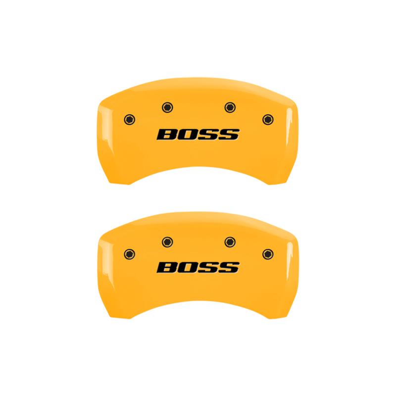 MGP Rear set 2 Caliper Covers Engraved Rear Boss Yellow finish black ch 10010RBSSYL Main Image