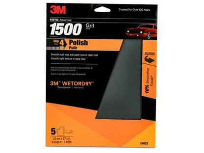 3M Sandpaper, 1500 Grit, 9 In x 11 In, 5 Per Pack, 20 Per Case