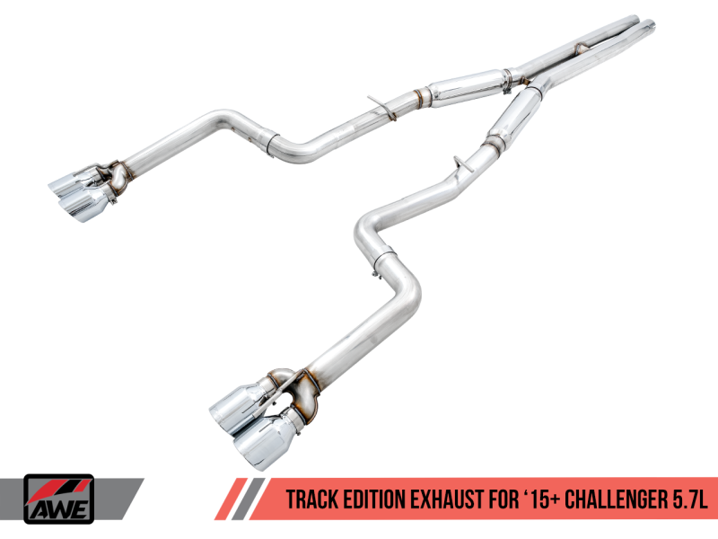 AWE Tuning 2015+ Dodge Challenger 5.7L Track Edition Exhaust - Chrome Silver Quad Tips 3015-42144