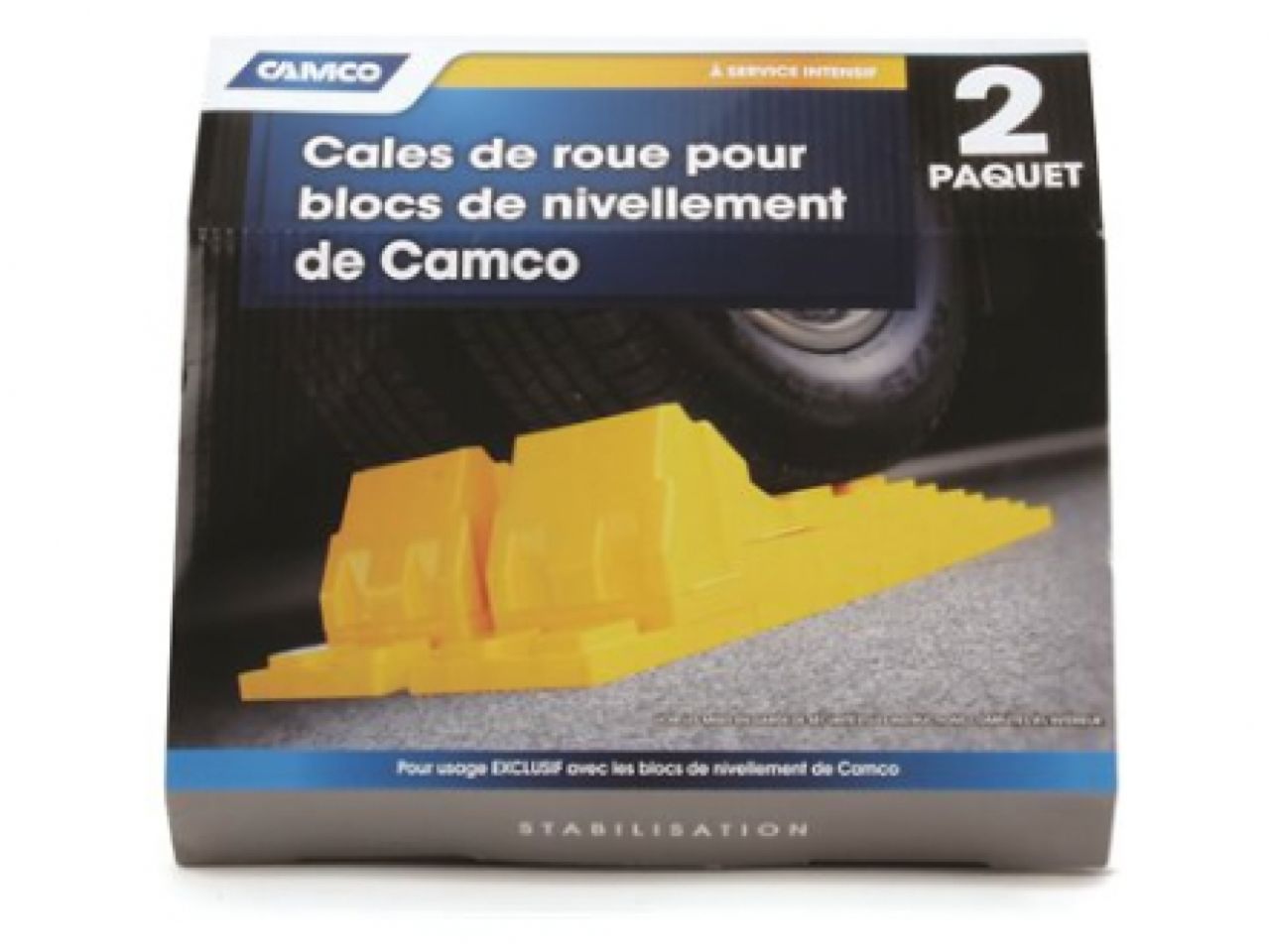 Camco Leveling Block Wheel Chock - 2 Pack Bilingual