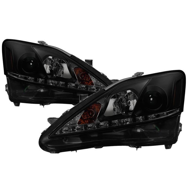 Spyder Lexus IS 250/350 2006-2010 Projector Headlights DRL Black Smoke PRO-YD-LIS06-DRL-BSM 5080073 Main Image