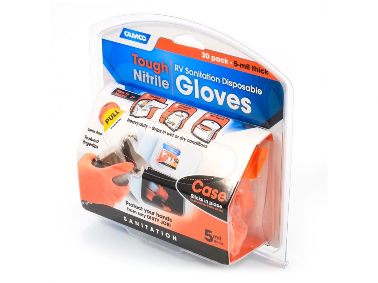 Camco RV Sanitation Disposable Nitrile Gloves - 30ct, Orange