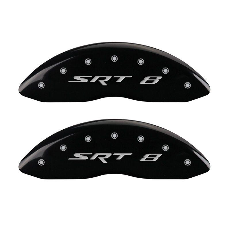 MGP 4 Caliper Covers Engraved Front & Rear SRT8 Black finish silver ch 42002SSR8BK Main Image