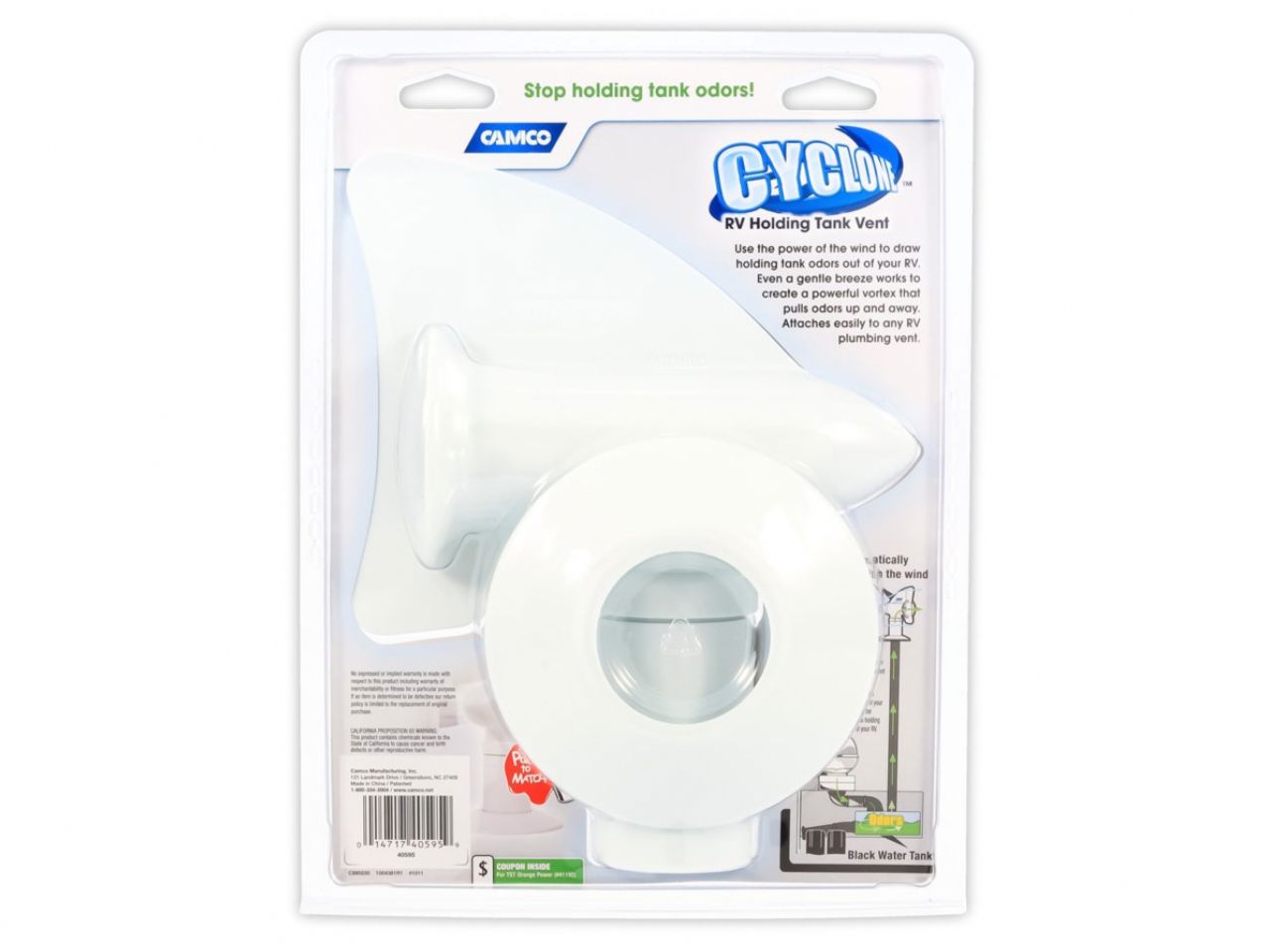 Camco Cyclone Sewer Vent Cover - White