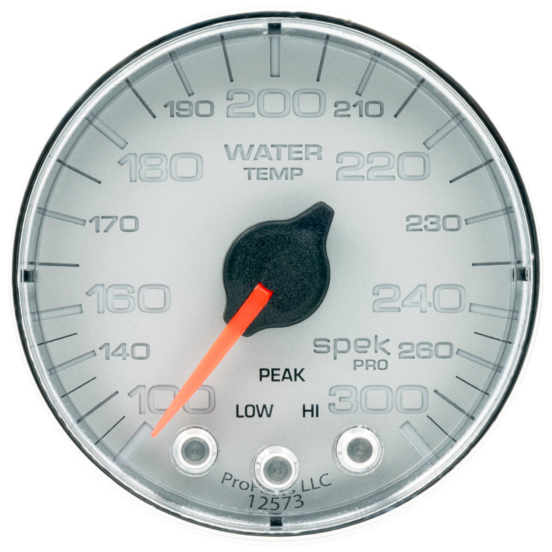 Autometer Spek-Pro Gauge Water Temp 2 1/16in 300f Stepper Motor W/Peak & Warn Slvr/Chrm P346218