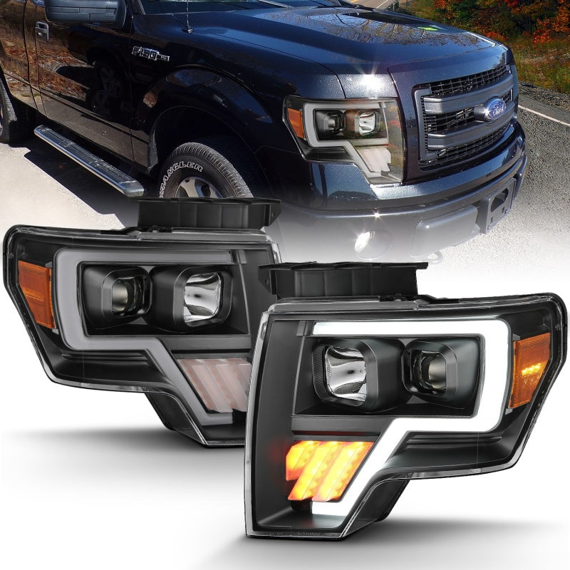 ANZO 2009-2014 Ford F-150 Projector Light Bar G4 H.L. Black Amber 111445