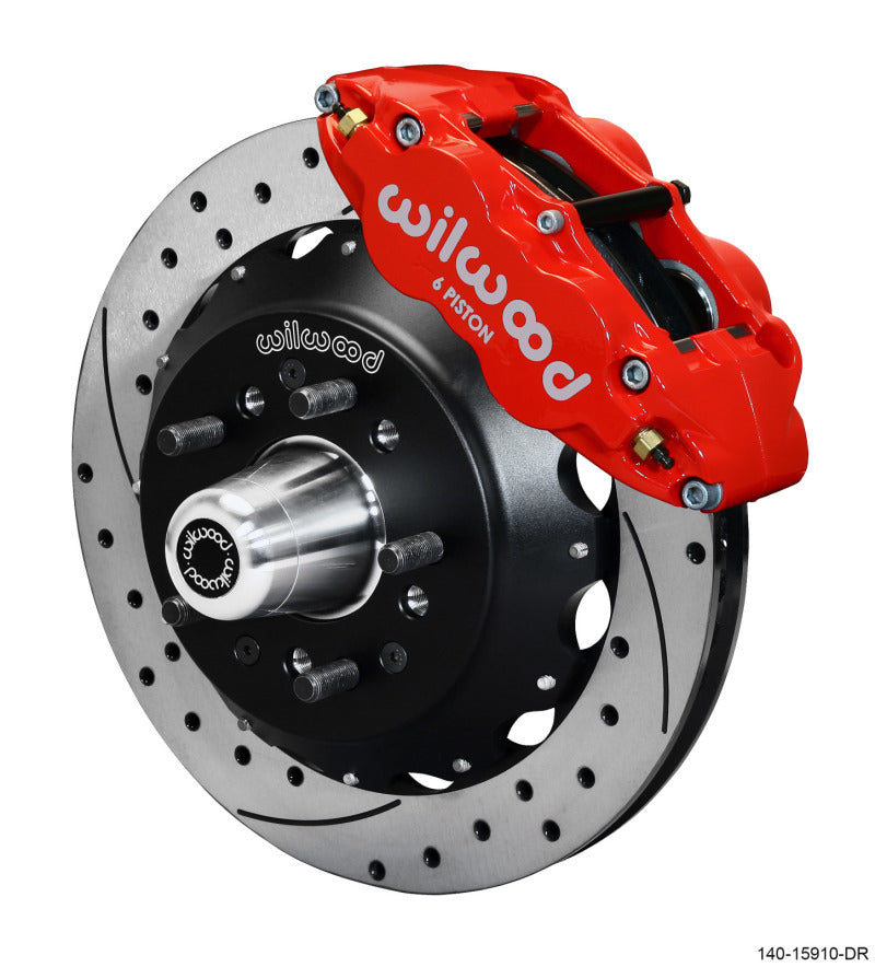 Wilwood Narrow Superlite 6R Front Big Brake Kit 12.88in SRP Drilled and Slotted Rotor - Red 140-15910-DR