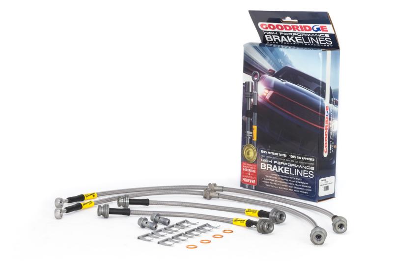 Goodridge 13-15 Nissan Sentra w/ Rear Drum Brakes SS Brake Line Kit 22048 Main Image