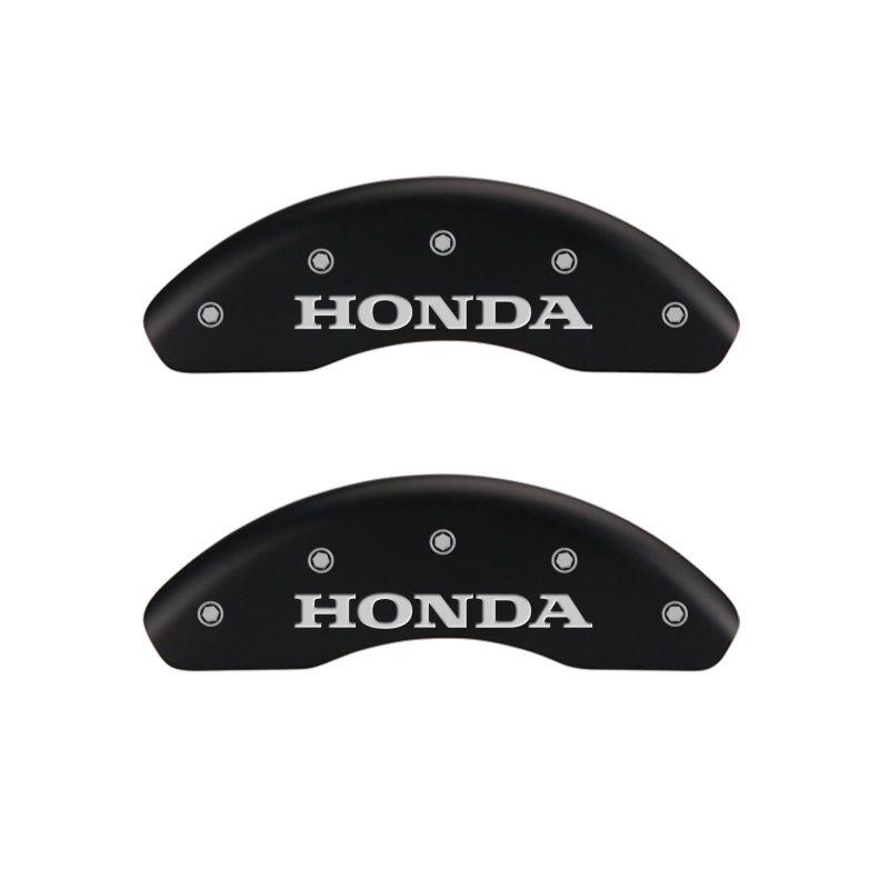 MGP 4 Caliper Covers Engraved Front Honda Rear H Logo Black Finish Silver Char 2017 Honda Civic 20222SHOHMB Main Image