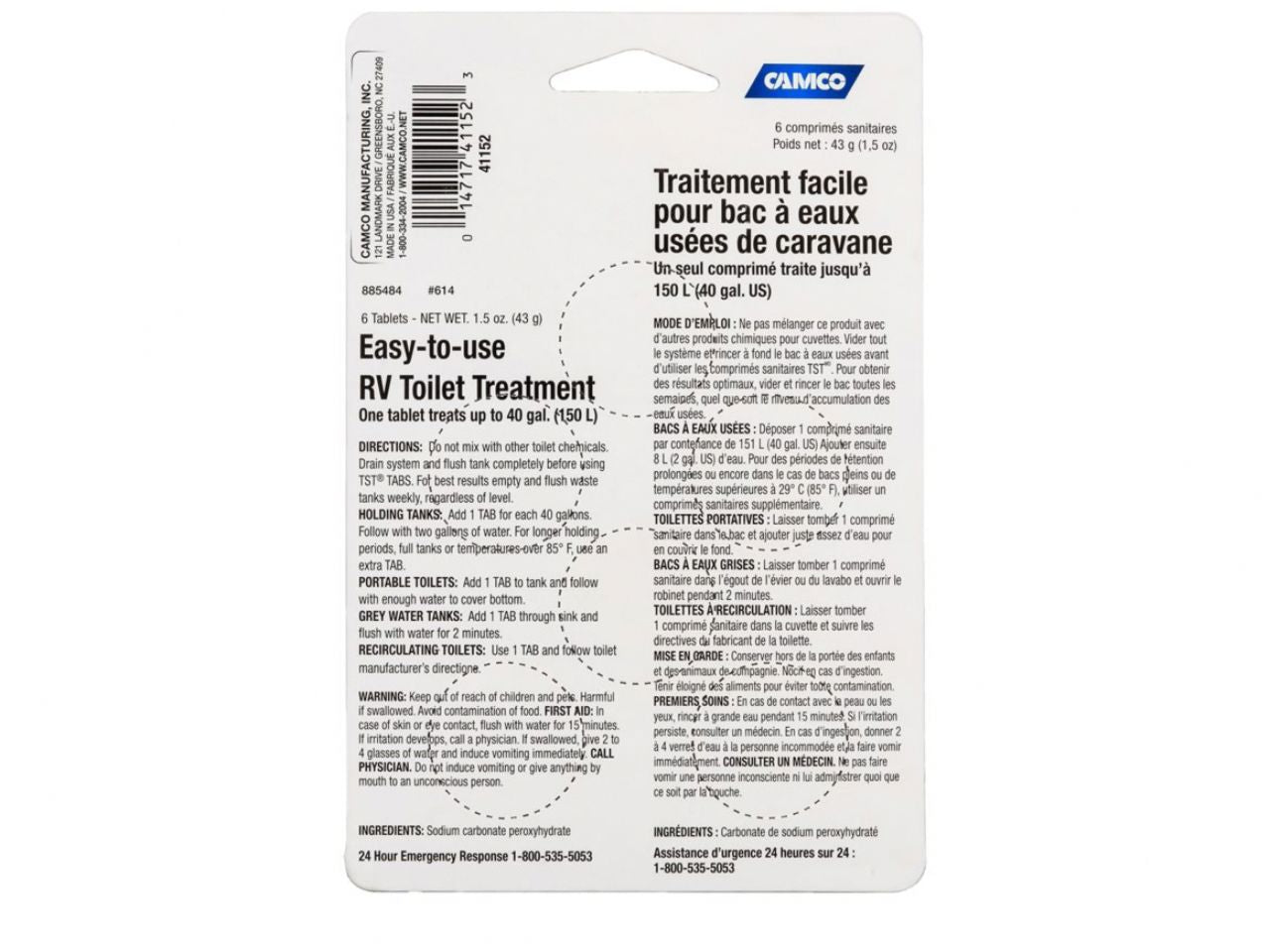 Camco TST Tabs - 6 / Card Bilingual