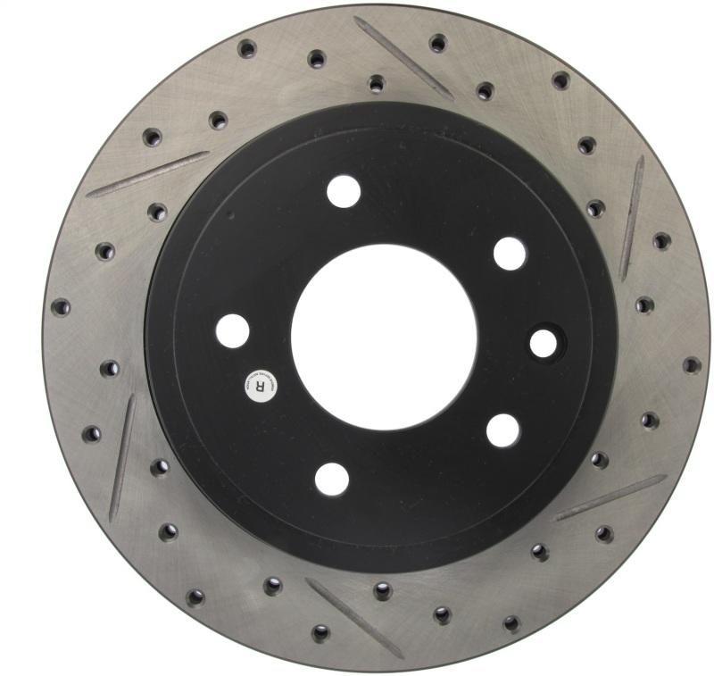 StopTech 98-03 Jaguar XJ8/Vanden Plas / 94-01 XJs / 97-06 XK8 Slotted & Drilled Right Rear Rotor 127.20013R Main Image