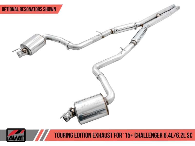 AWE Tuning 2015+ Dodge Challenger 6.4L/6.2L Non-Resonated Touring Edition Exhaust - Use Stock Tips 3020-11028