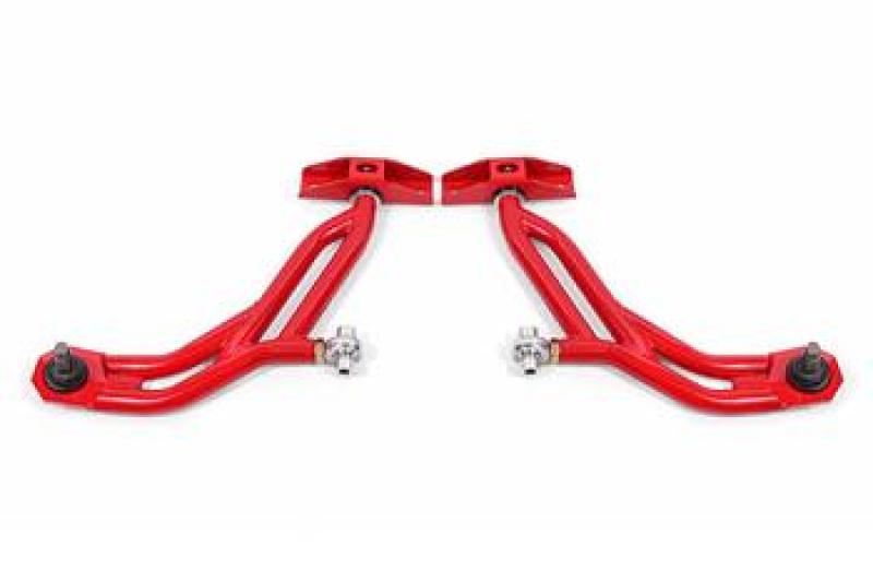 BMR 10-14 Ford Mustang Adj. Lower A-Arms w/ Delrin/Rod End / 19mm Tall Ball Joint - Red AA757R