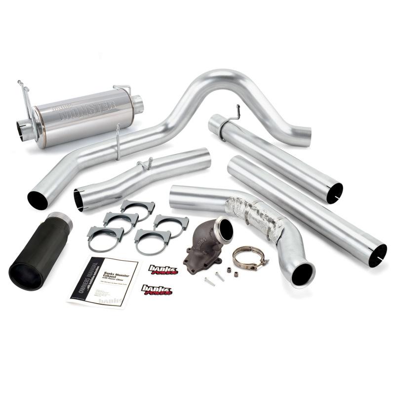 Banks Power 99 Ford 7.3L w/Cat Conv Monster Exhaust w/ Power Elbow - SS Single Exhaust w/ Black Tip 48658-B Main Image