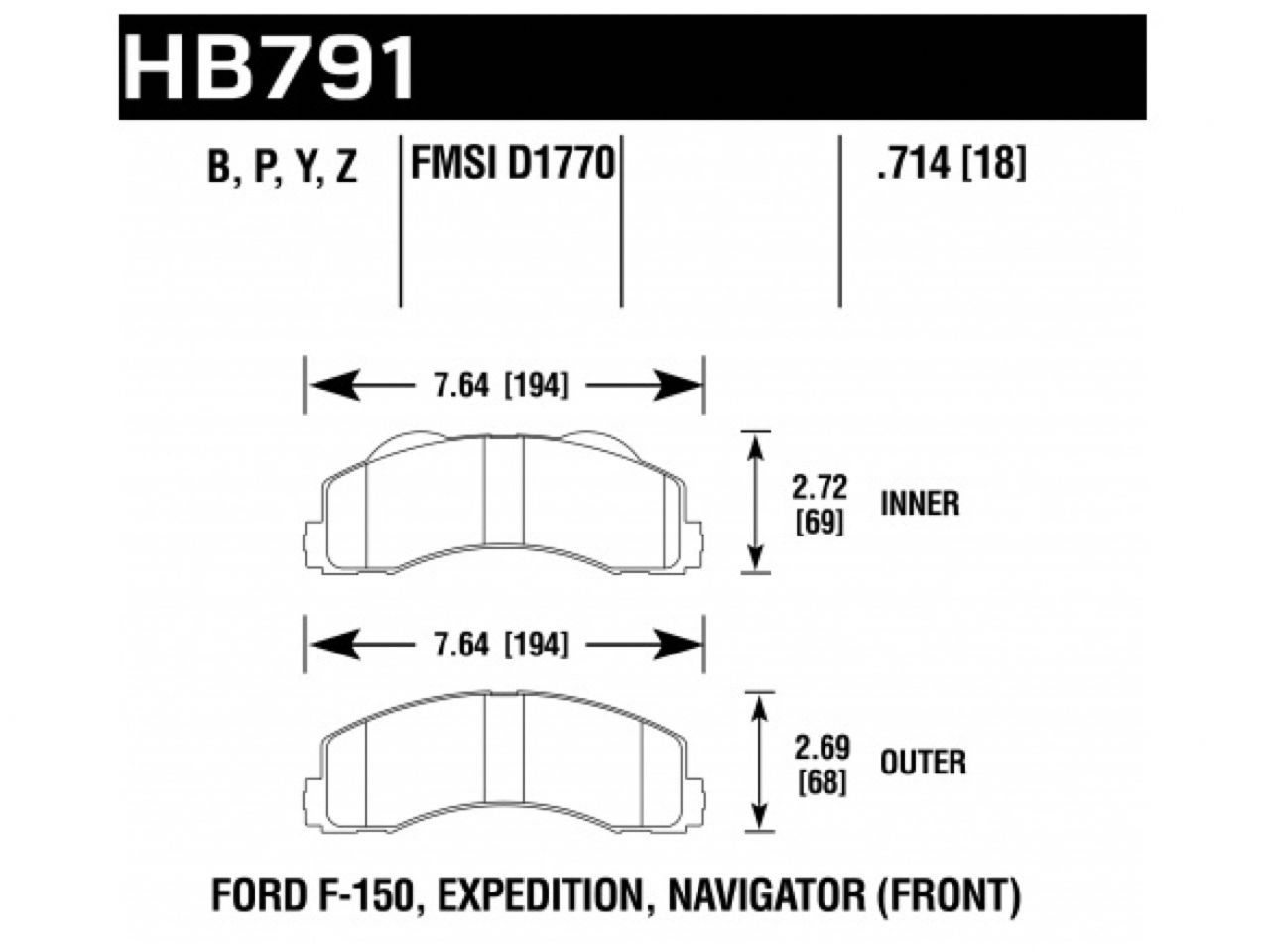 Hawk Brake Pads HB791P.714 Item Image