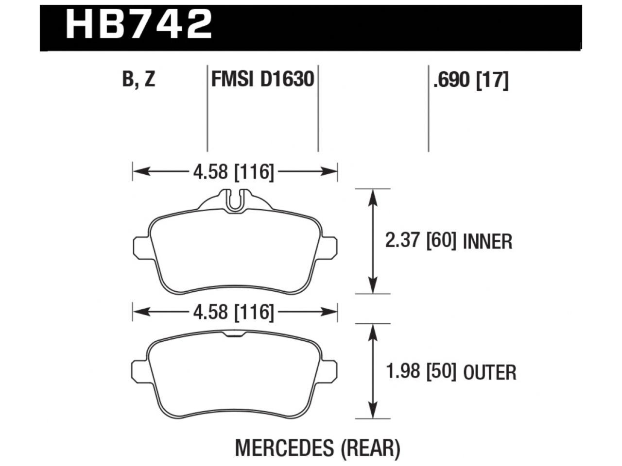 Hawk Brake Pads HB742B.690 Item Image