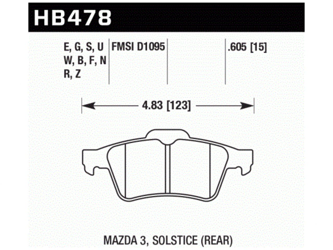 Hawk Brake Pads HB478W.605 Item Image