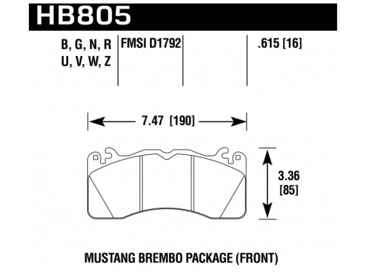 Hawk Brake Pads HB805W.615 Item Image