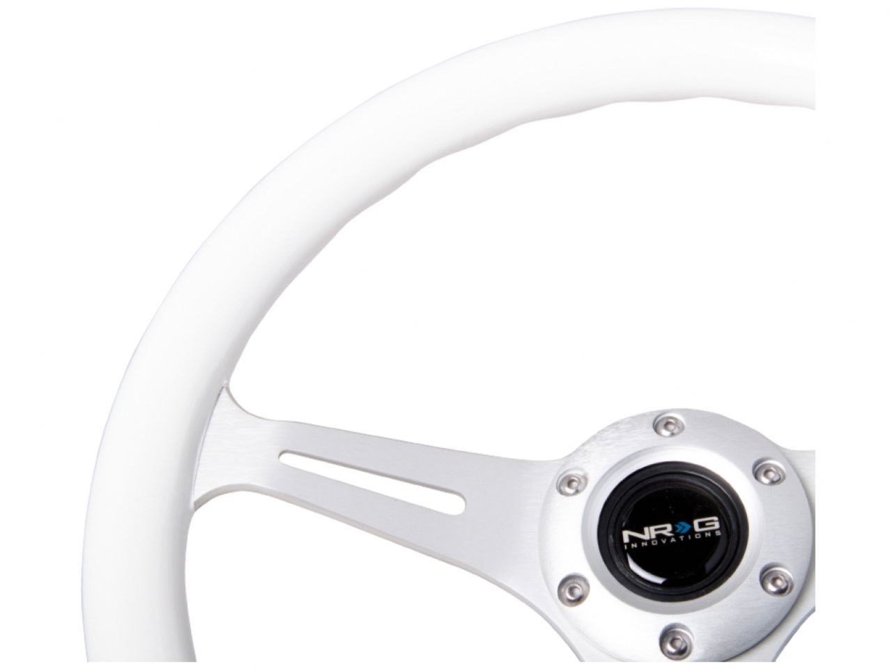 NRG Classic Wood Grain Wheel - 350mm 3 Brushed Alluminum Spokes - White