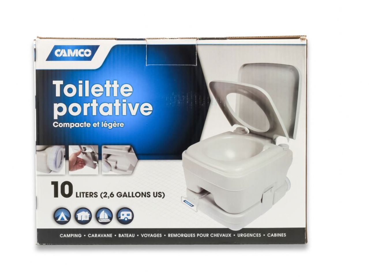 Camco Portable Toilet - 2.6 Gal Bilingual