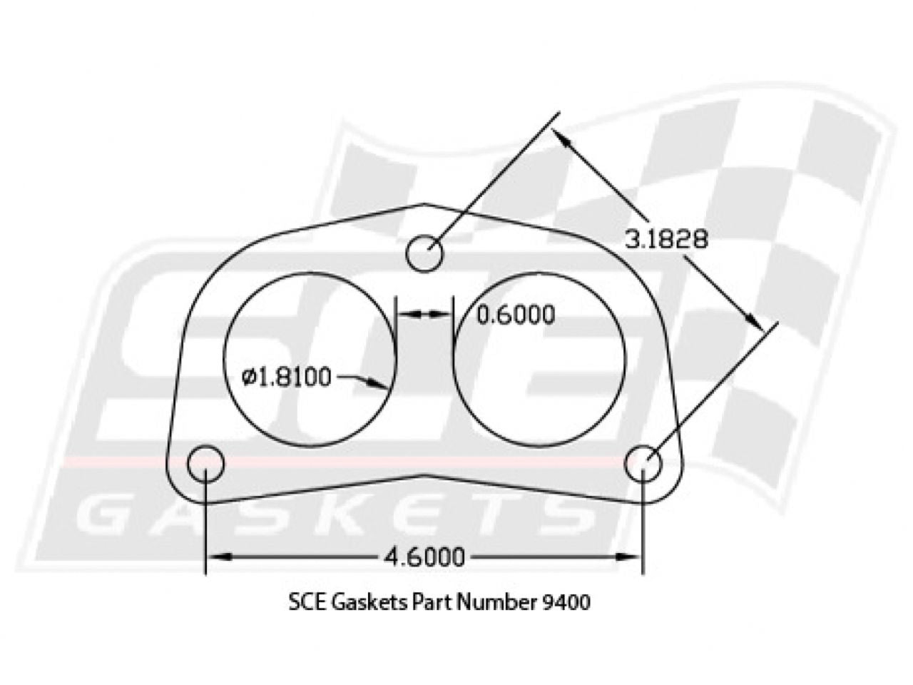 SCE Gaskets Pro Copper Embossed Exhaust Import Down-Pipe 2 Port 1.875 RND