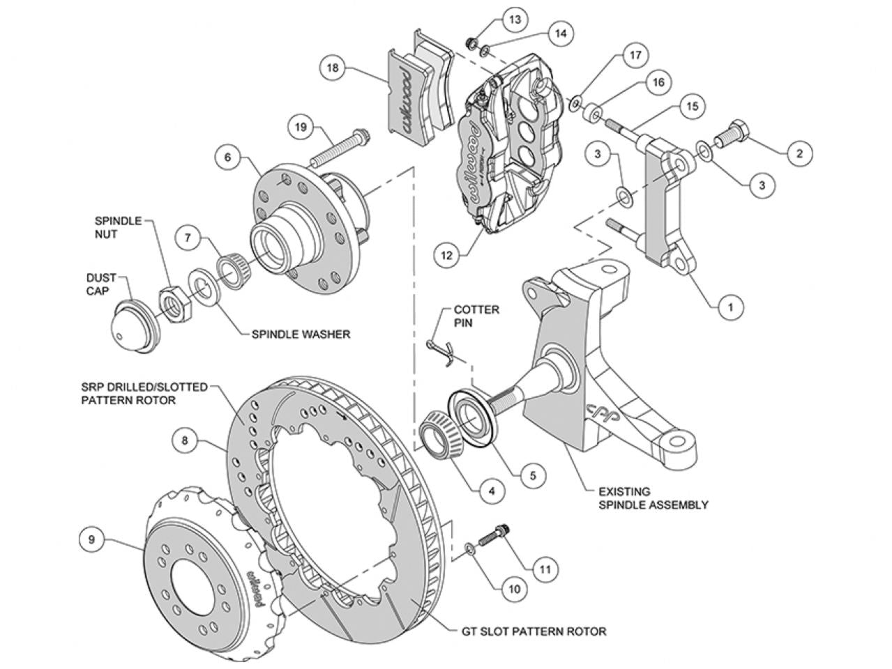 Wilwood FNSL6R Front Hub Kit, 14.00", Drilled, Chevy C-10 60-87 CPP Drop Spind