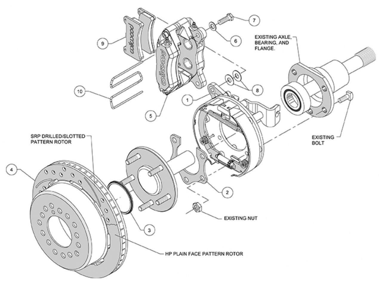 Wilwood FDP-LP 11.00" P-Brake Kit, Mopar/Dana 2.50" Off, w/Snap Ring Brng