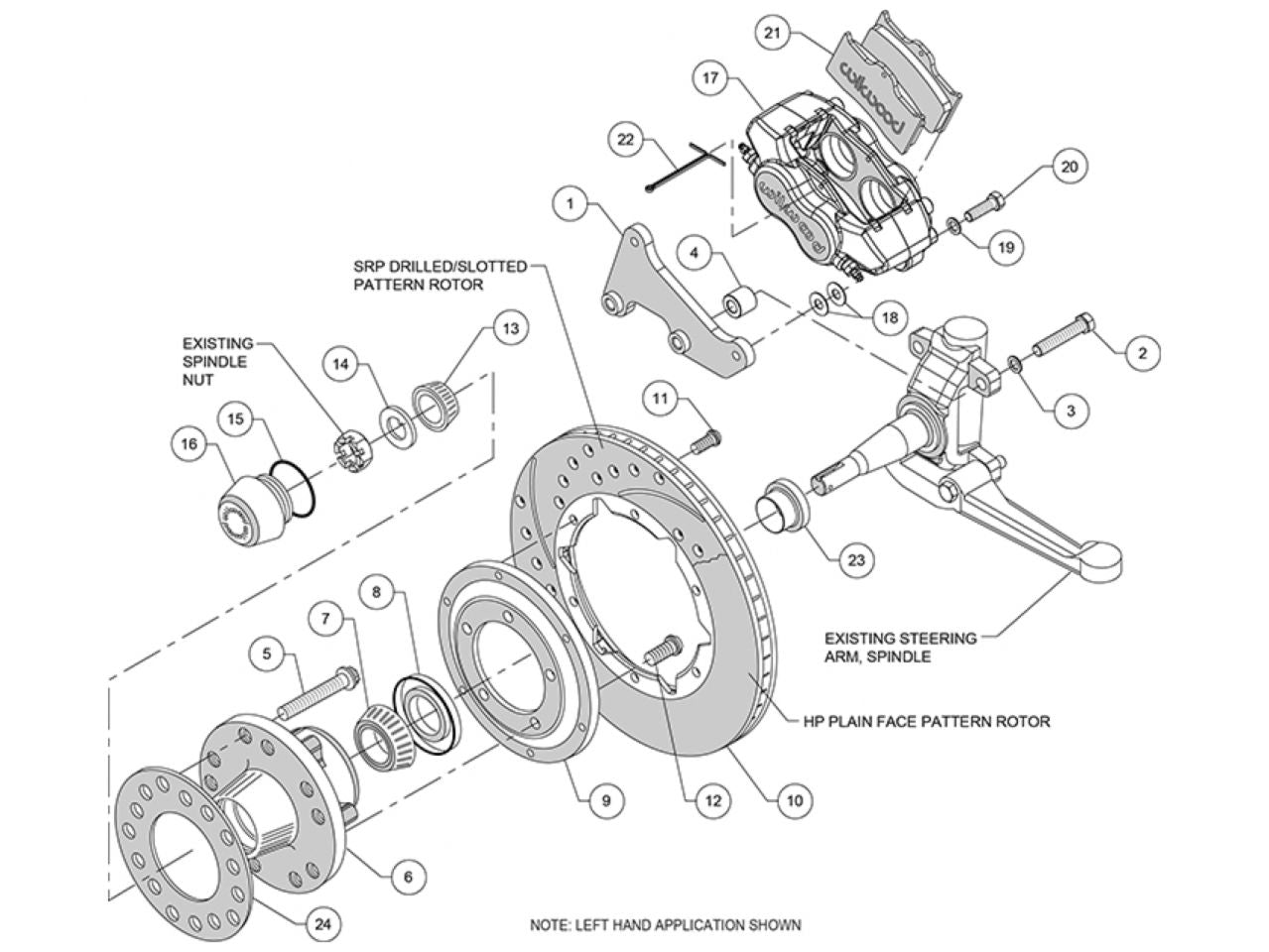 Wilwood FDL Front Kit, 11.00", Drill-Red, 49-54 Chevy / 53-62 Corvette